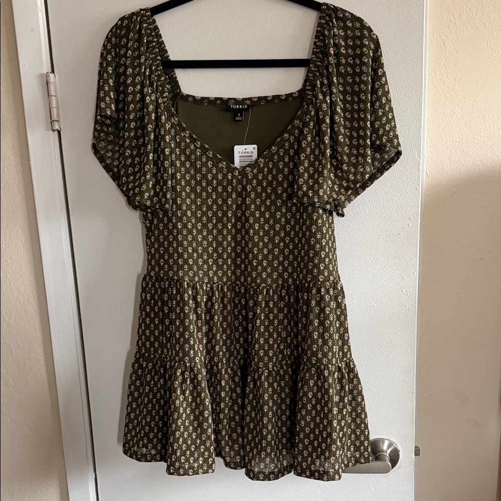 Torrid Olive Patterned Blouse